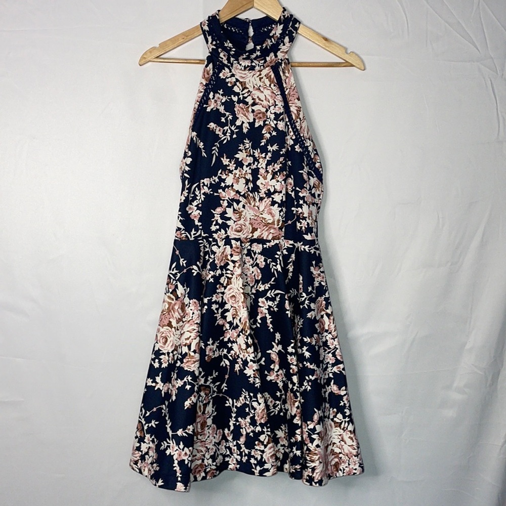 B. darlin Juniors printed Mock Neck Dress fit and flare